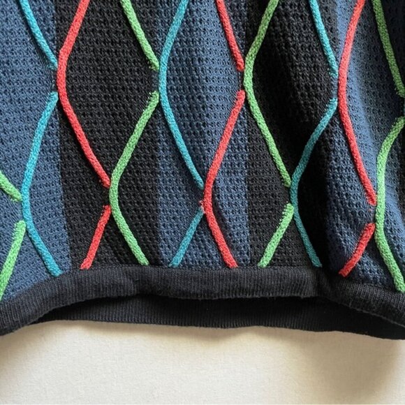 Vintage Di Bazzato 3D colourful roped textured cotton sweater Sz L - Picture 5 of 11